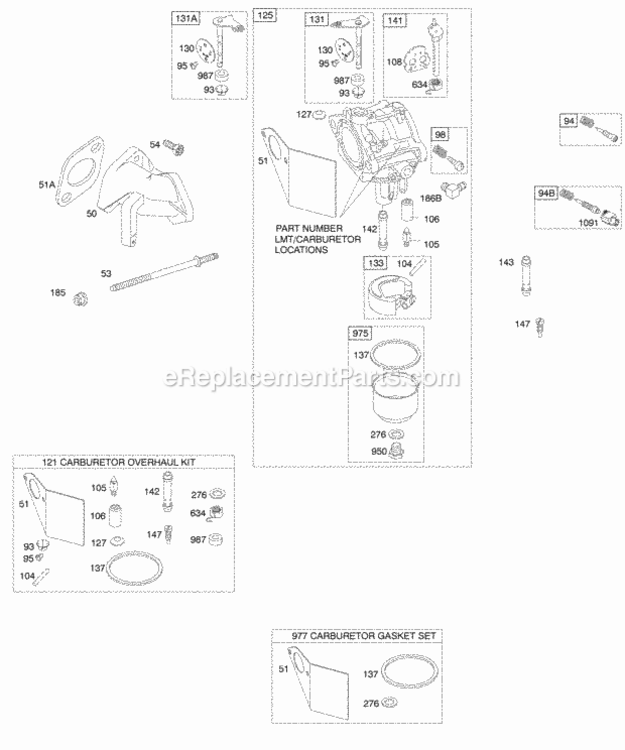 Carburetor_Intake_Carburetor_Gasket_Sets Diagram and Parts List for 19G412-1129-E1  Briggs and Stratton Engine